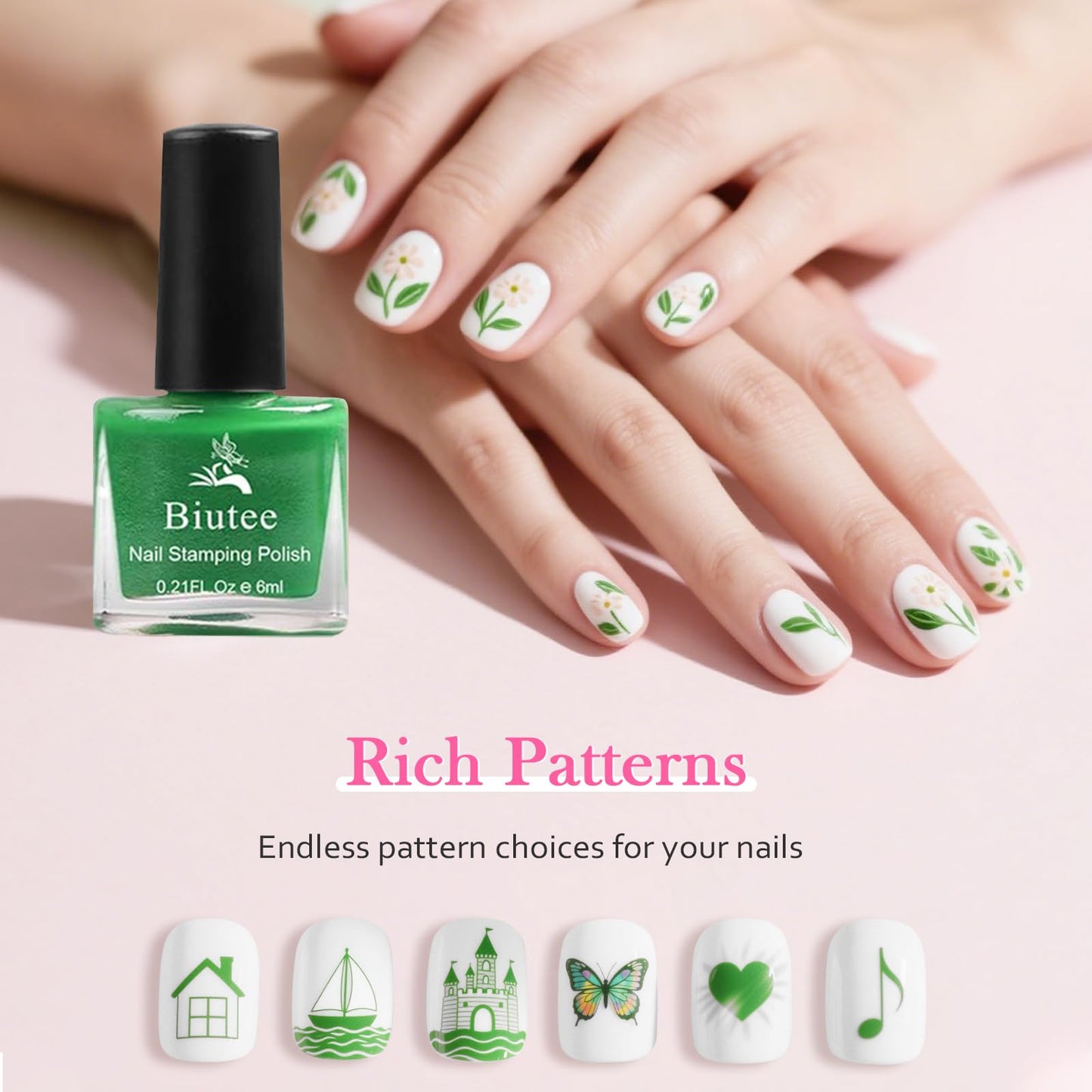 Biutee Nail Stamping Polish - 12 Colors (6ml) - Air Dry, Gift Box