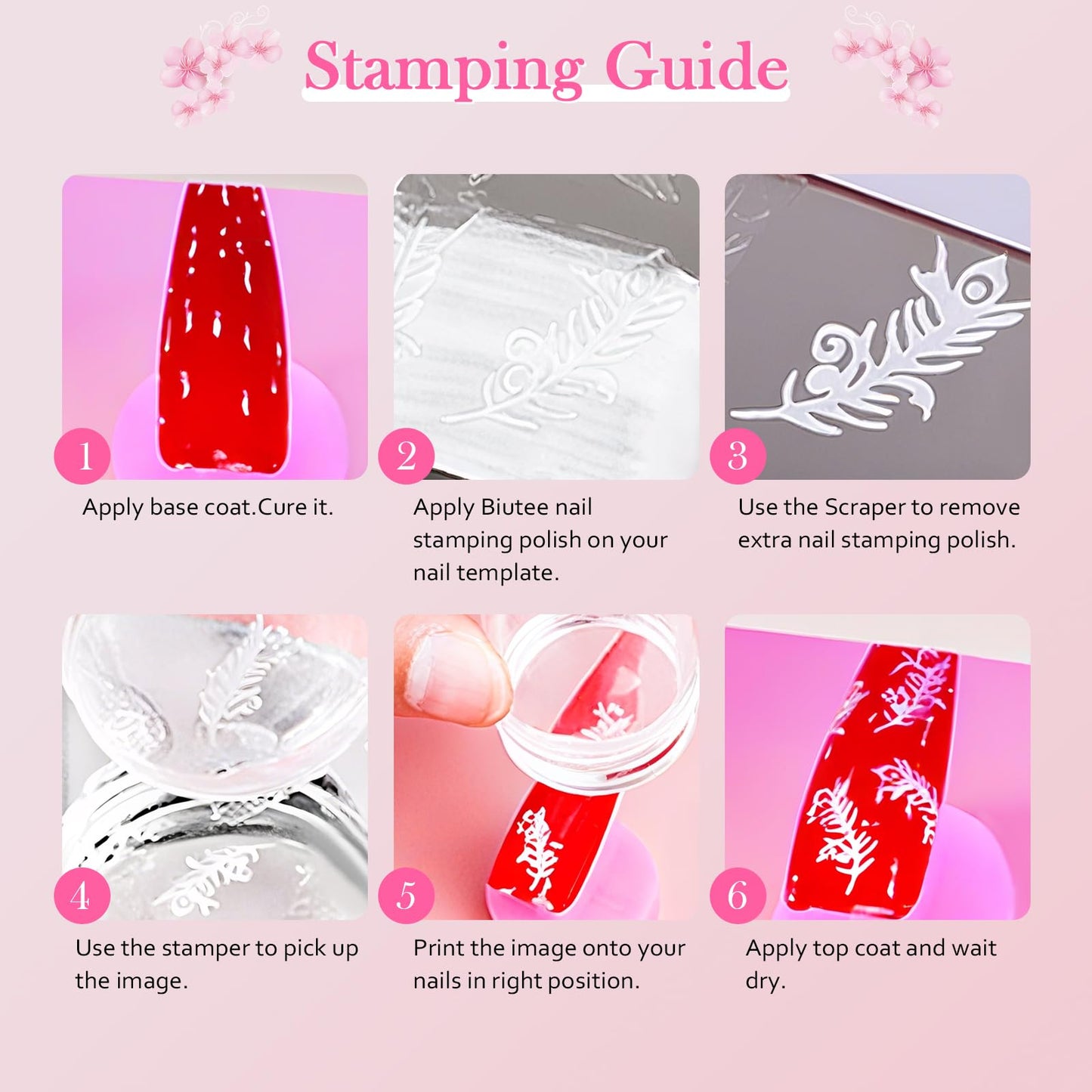 Biutee Nail Stamping Polish - 12 Colors (6ml) - Air Dry, Gift Box