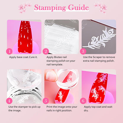 Biutee Nail Stamping Polish - 12 Colors (6ml) - Air Dry, Gift Box