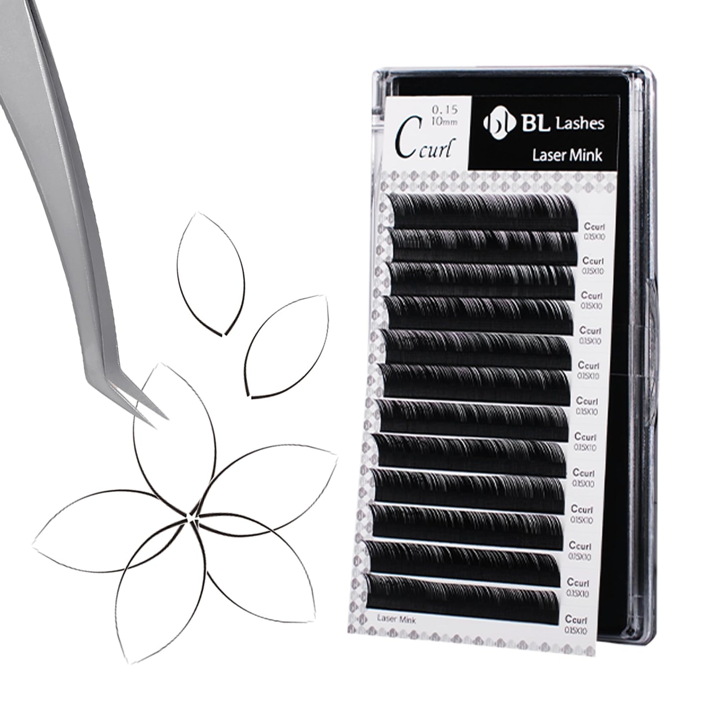 BL Laser Mink Classic Lashes – 0.15mm Thickness, D Curl, 12mm | Natural Semi-Permanent Eyelashes