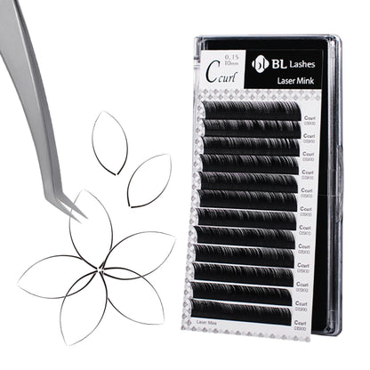 BL Laser Mink Classic Lashes – 0.15mm Thickness, D Curl, 12mm | Natural Semi-Permanent Eyelashes
