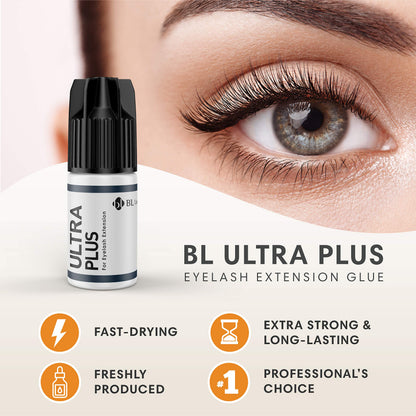 BL Lashes Ultra Plus Extra Strong Lash Glue | 2-3 Sec Dry, 7 Weeks Retention, Black Adhesive (5g)