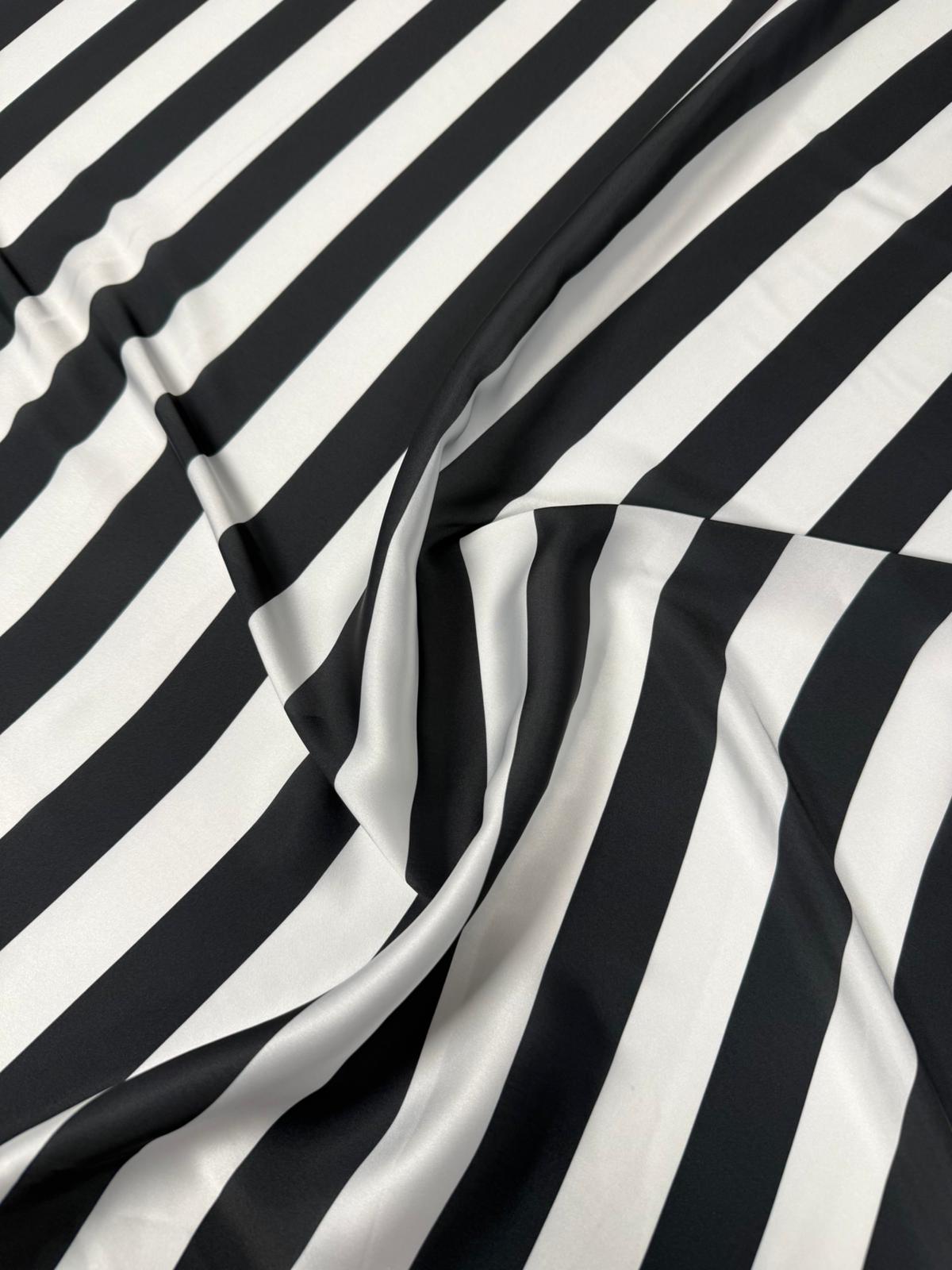 Black and White Striped Fabric by the Metre