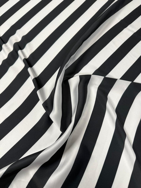 Black and White Striped Fabric by the Metre