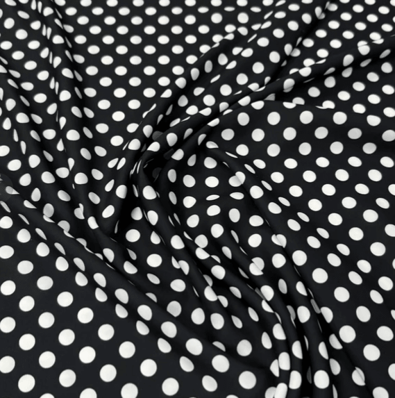 Black Polka Dot Fabric – Classic White Spot Print by the Metre
