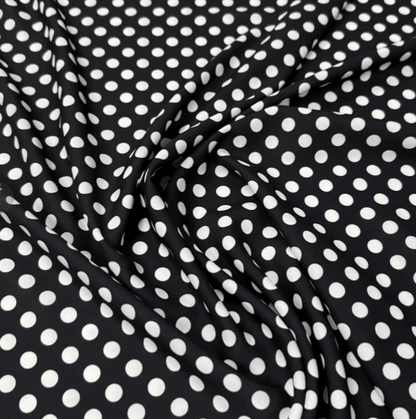 Black Polka Dot Fabric – Classic White Spot Print by the Metre