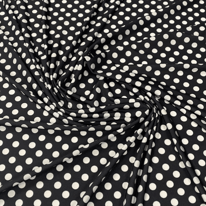 Black Polka Dot Fabric – Classic White Spot Print by the Metre