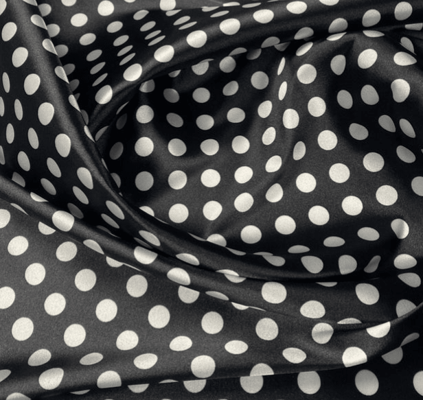 Black Polka Dot Fabric – Classic White Spot Print by the Metre