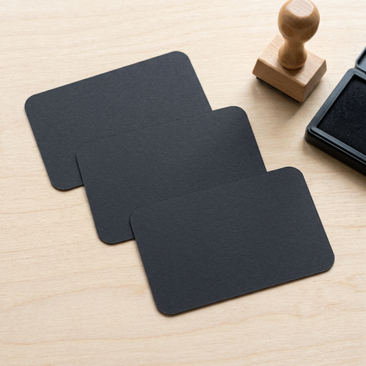 100 Black Rounded Blank Business Cards 250gsm, Stamp, Print, ATC. Matt Card
