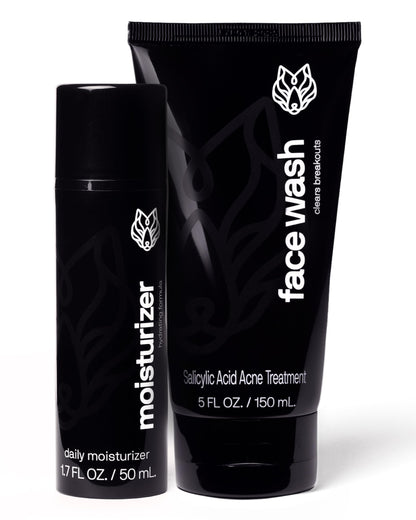 Black Wolf Charcoal Face Wash & Oil-Free Moisturizer Gel Bundle for Oily Skin — Deep Clean + Lightweight Hydration
