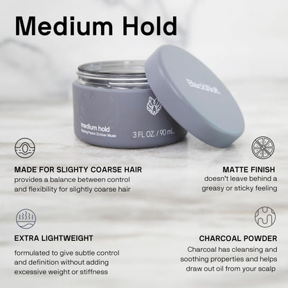 Black Wolf Hair Styling Paste for Men — Medium Hold, Water-Based, 3 oz