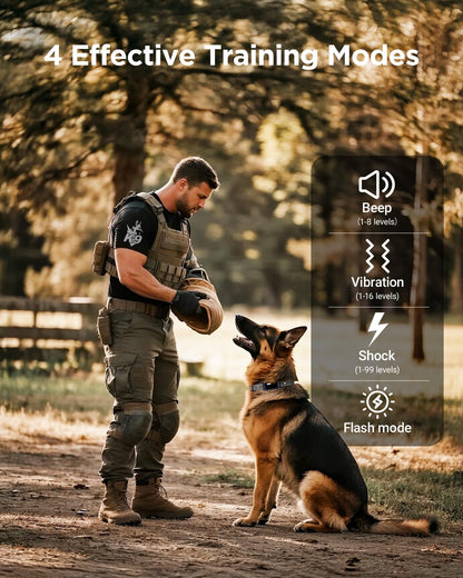 BLACKDOG Military Dog Shock Collar – 4200ft Range, 4 Modes, IP67 Waterproof