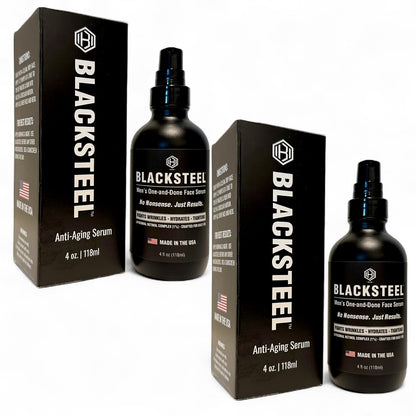 BLACKSTEEL Men's Anti-Aging Serum with Retinol & Hyaluronic Acid | 4 oz (2-Pack)
