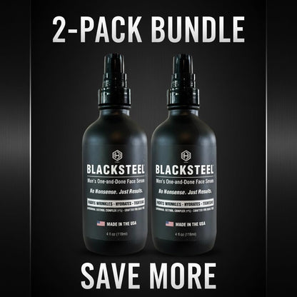 BLACKSTEEL Men's Anti-Aging Serum with Retinol & Hyaluronic Acid | 4 oz (2-Pack)
