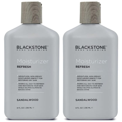 Blackstone Men's Grooming Refresh Facial Moisturizer – Hyaluronic Acid, Peppermint & Vitamin E | 8 oz x2