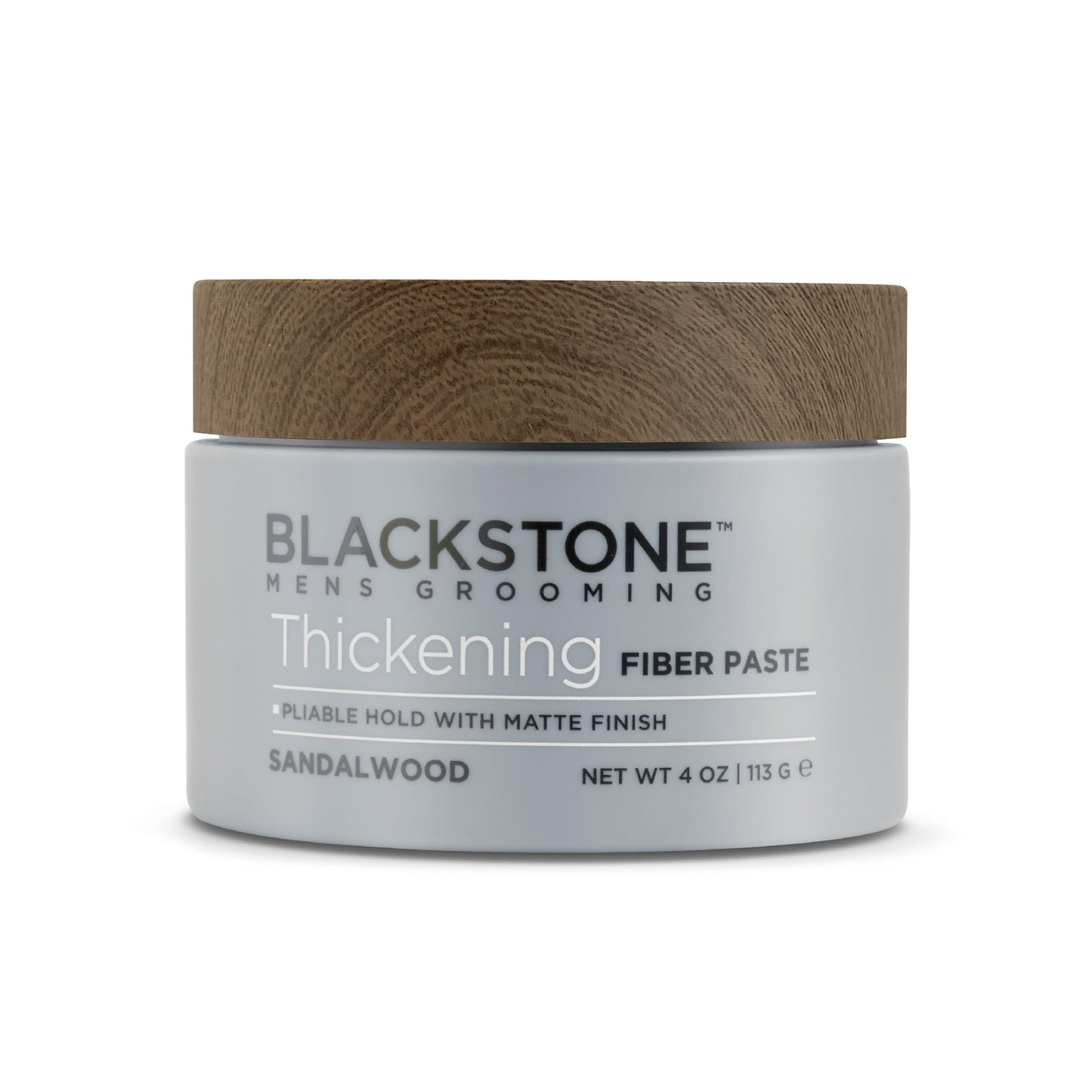 Blackstone Men's Grooming Thickening Fiber Paste Gel – Pliable Hold, Matte Finish, Volume Boost | Paraben & Cruelty Free | Made in USA, Sandalwood (4 oz)
