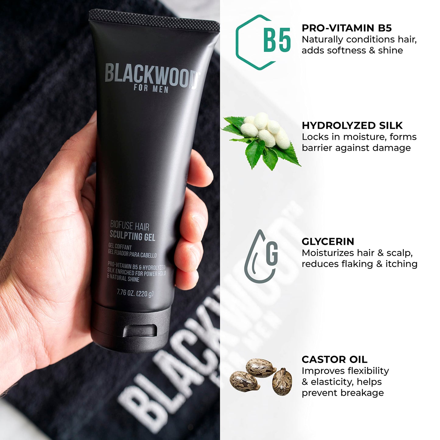 Blackwood For Men BioFuse Hair Sculpting Gel – Long-Lasting Hold, Natural Vegan Formula, All Hair Types