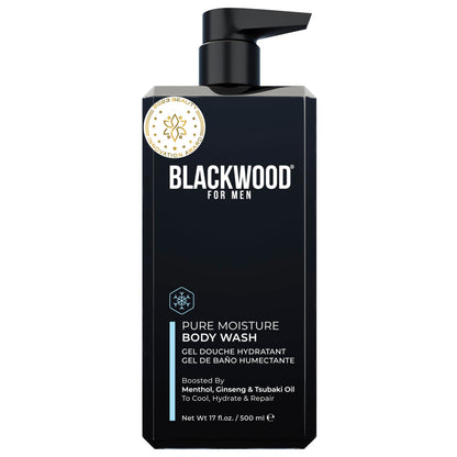 Blackwood For Men Pure Moisture Body Wash – Ginseng, Menthol, Sulfate Free, 17oz | Vegan & Dye Free
