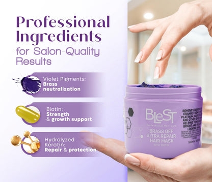 BLEST PROFESSIONAL HAIR CARE MASK – Deep Repair for Dry, Damaged, or Frizzy Hair | 500 ml, Vegan & Biotin-Infused