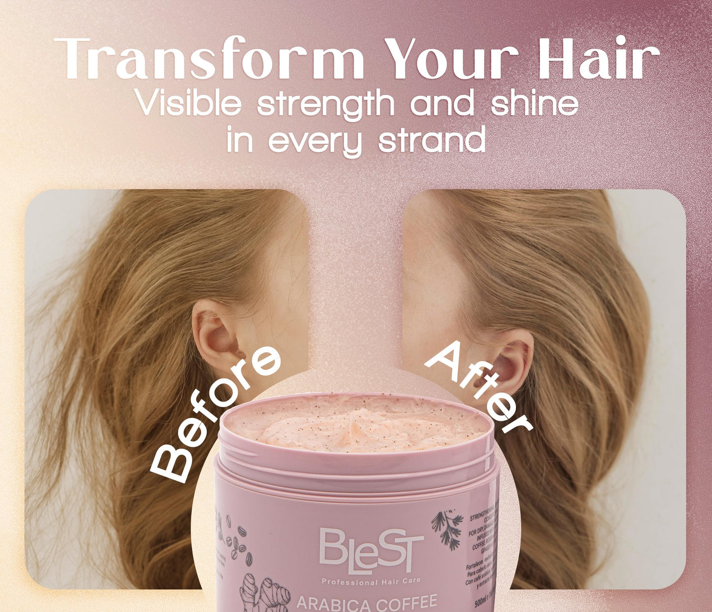 BLEST Professional Hair Care Mask – Deep Repair for Dry, Damaged or Frizzy Hair (500 ml) | Vegan