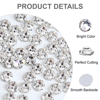 Blinginbox Flatback Rhinestones Bulk – 2880 Crystal Glass SS30 6.4-6.6mm for Crafts