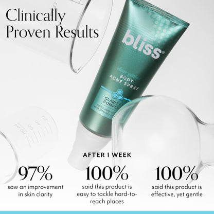 Bliss Clear Genius Body Acne Spray – 3.5 Fl Oz, 2% Salicylic Acid + Niacinamide