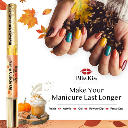 Bliss Kiss Pumpkin Spice Latte Nail Oil Pen | Vitamin E & Jojoba for Stronger Nails