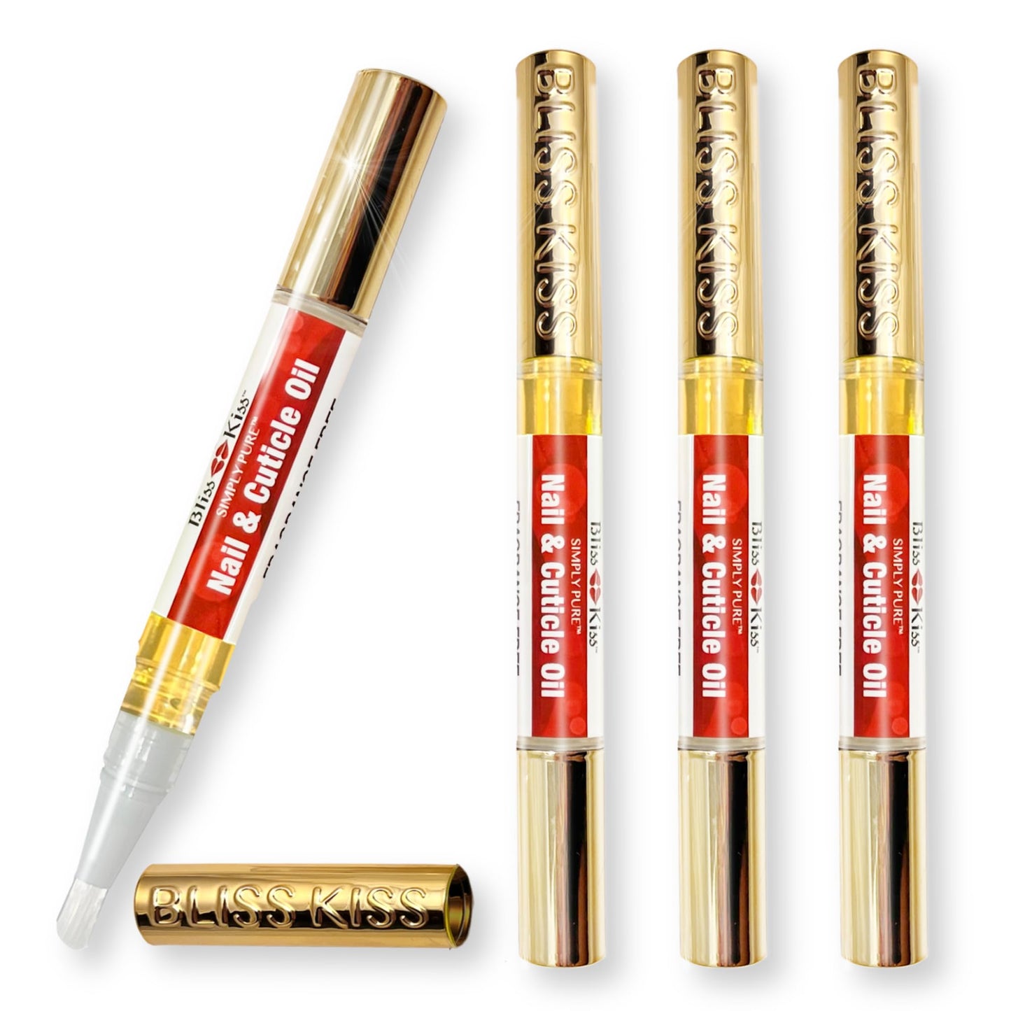 Bliss Kiss Fragrance-Free 4 Nail Oil Pens with Vitamin E & Jojoba