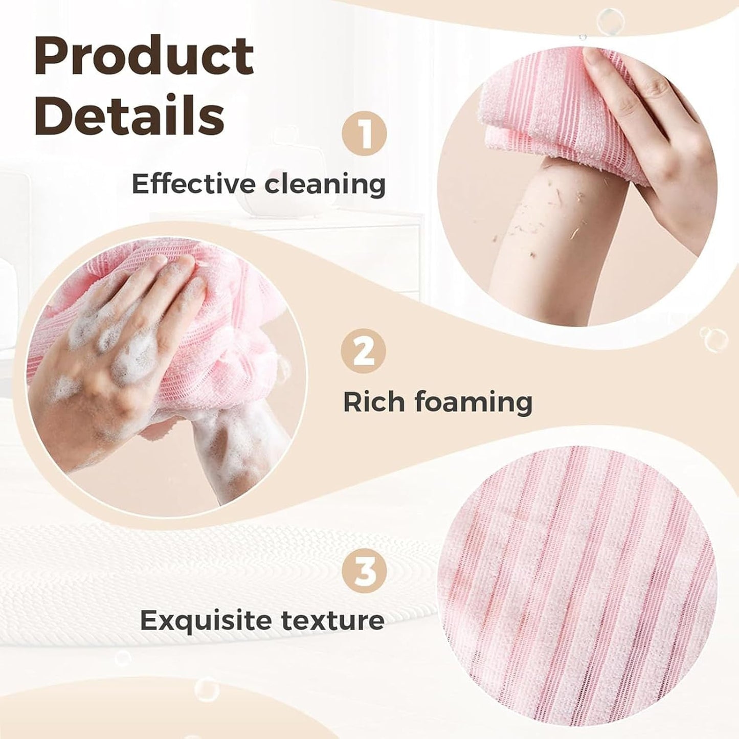 Blissal Exfoliating Shower Towel – Premium 2-in-1 Body & Face Scrub Cloth (Dual-Sided, 39in)