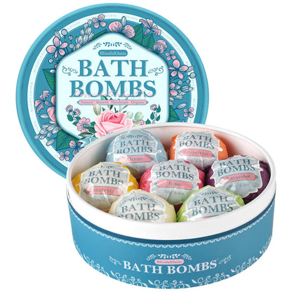 BlissfulOasis Bath Bombs Set – 7 Fragrances with Shea Butter for Dry Skin Moisture | Gift Idea