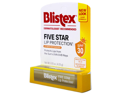 Blistex Five Star SPF 30 Lip Protectant – Pack of 12, 0.15 oz Tubes