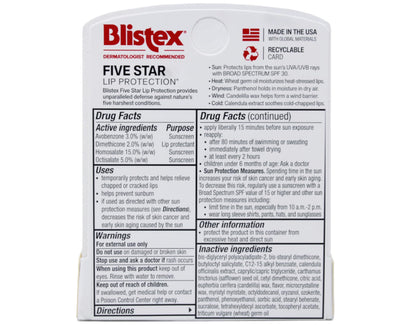 Blistex Five Star SPF 30 Lip Protectant – Pack of 12, 0.15 oz Tubes