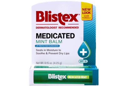 Blistex Medicated Lip Balm SPF 15 Mint – Value Pack (6 x 0.15 oz)