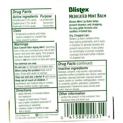 Blistex Medicated Mint Balm SPF 15 0.15 oz — Pack of 12