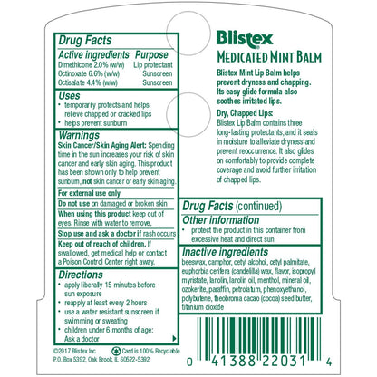 Blistex Medicated Mint Balm SPF 15 — Pack of 9