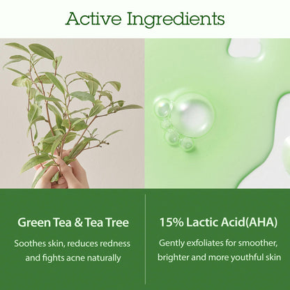 BLITHE Patting Splash Mask – Green Tea Lactic Acid Exfoliating Face Wash for Acne‑Prone Skin, Vegan, Pore Clarifying, 5.07 fl oz
