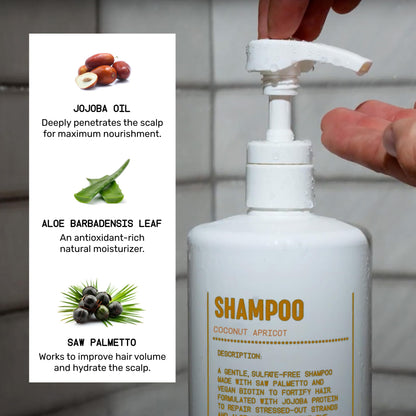 Blu Atlas Men's Natural Shampoo – Organic, Sulfate-Free, Paraben-Free – Coconut Apricot – 32 oz