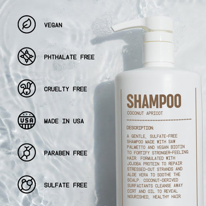 Blu Atlas Men's Natural Shampoo – Organic, Sulfate-Free, Paraben-Free – Coconut Apricot – 32 oz