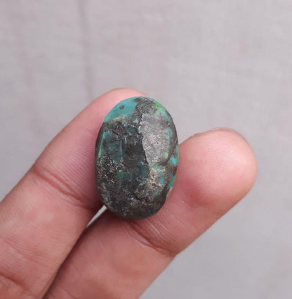 25.05ct Morenci Turquoise - Natural Turquoise  - Blue Green Turquoise - Shajri Feroza - 24x16mm
