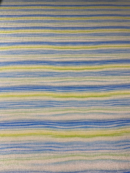 Blue Green Striped Lurex Fabric with Shimmer by the Metre