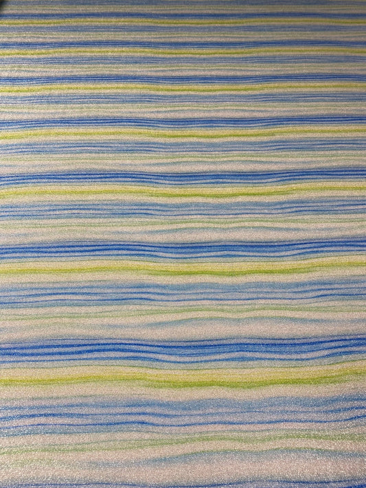Blue Green Striped Lurex Fabric with Shimmer by the Metre