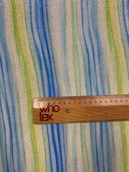 Blue Green Striped Lurex Fabric with Shimmer by the Metre