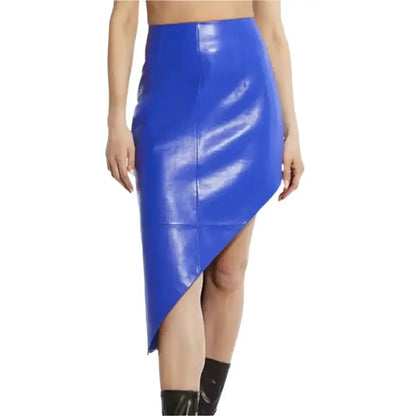 Women's Blue Leather Skirt