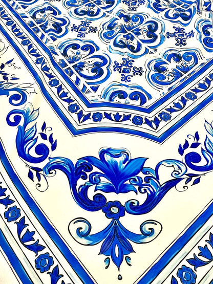 Blue Majolica Fabric by the Metre