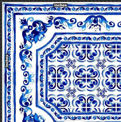 Blue Majolica Fabric by the Metre