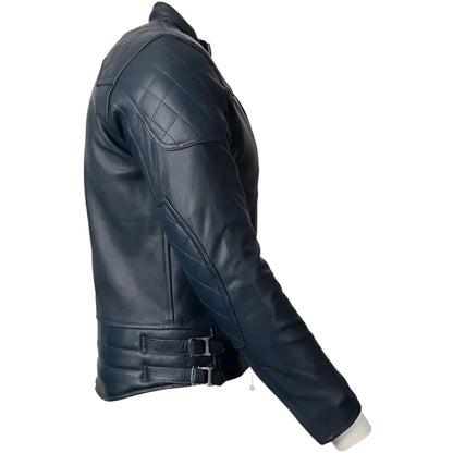Men's Blue Motorcycle Leather Jacket