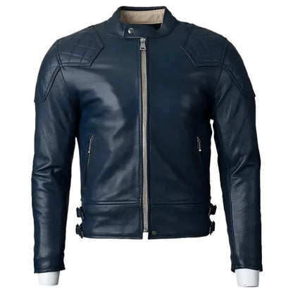 Men's Blue Motorcycle Leather Jacket