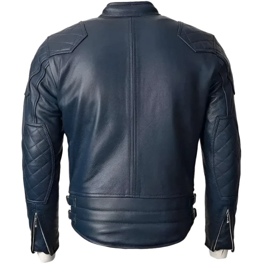 Men's Blue Motorcycle Leather Jacket