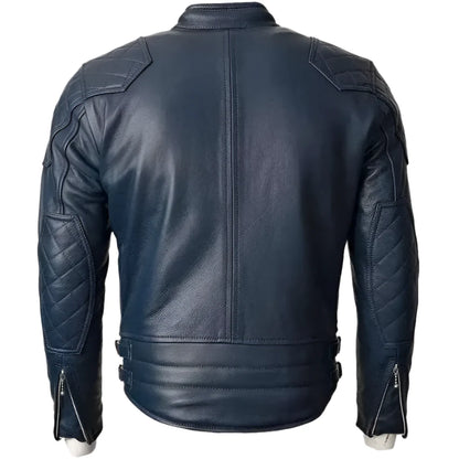 Men's Blue Motorcycle Leather Jacket
