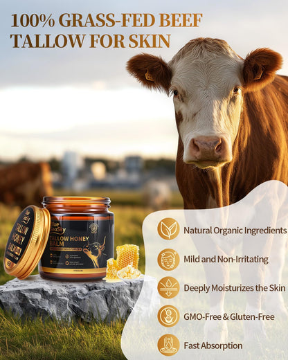 Blue Sea Sky Beef Tallow Skin Moisturizer – Handmade Whipped Tallow for Face, Hands & Body (4 oz)